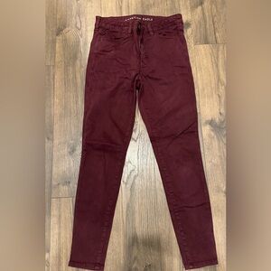 American Eagle Outfitters burgundy hi rise jeggings